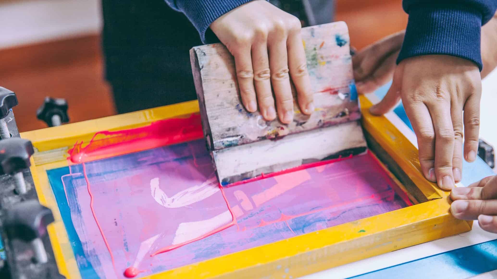 A two-colour serigraph print produced in the screen printing studio.